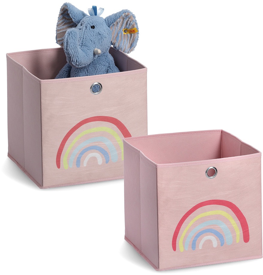 Organizer ZELLER PRESENT "Rosy Rainbow", rosa (rosé), B:28cm H:28cm T:28cm, Vlies, Aufbewahrungsboxen, Aufbewahrungsbox, flach klappbar, Vlies Image