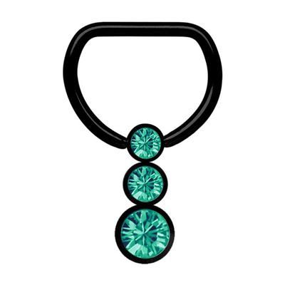 Brustwarzenpiercing ADELIA´S "Piercing Brustpiercing", Damen, grün, Stahl, modisch, Piercings, Stahl - Klemm-Brustring PVD schwarz mit Steinkugeln