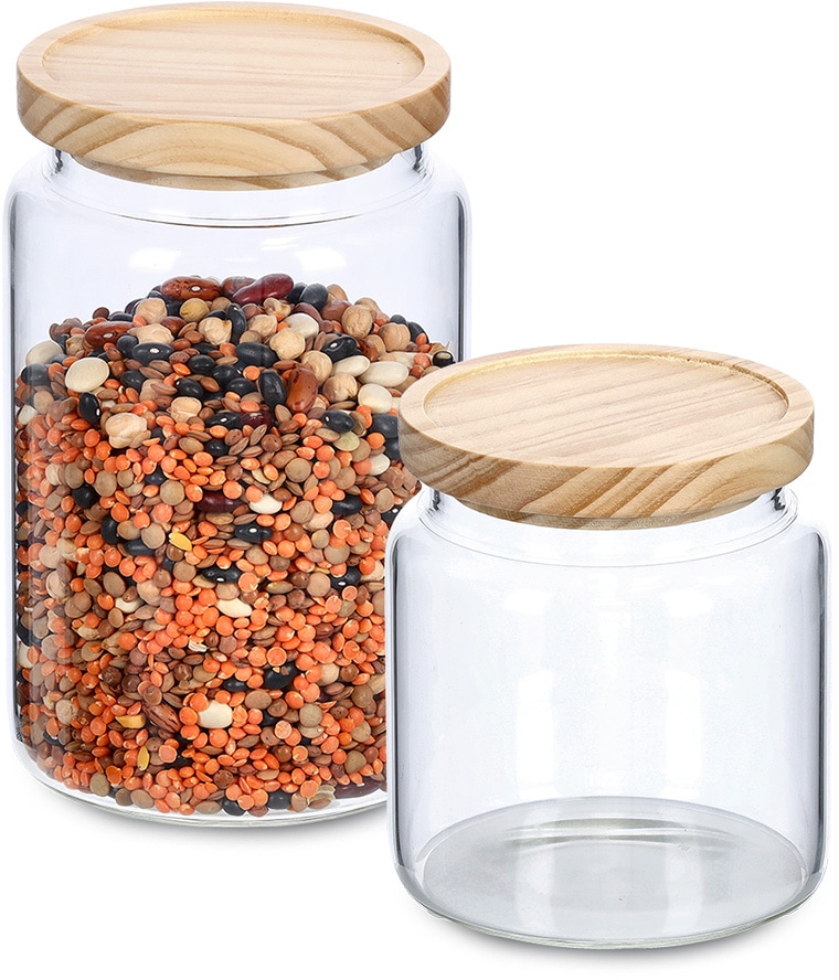Vorratsglas ZELLER PRESENT, transparent, Lebensmittelaufbewahrungsbehälter, mit Holzdeckel Image