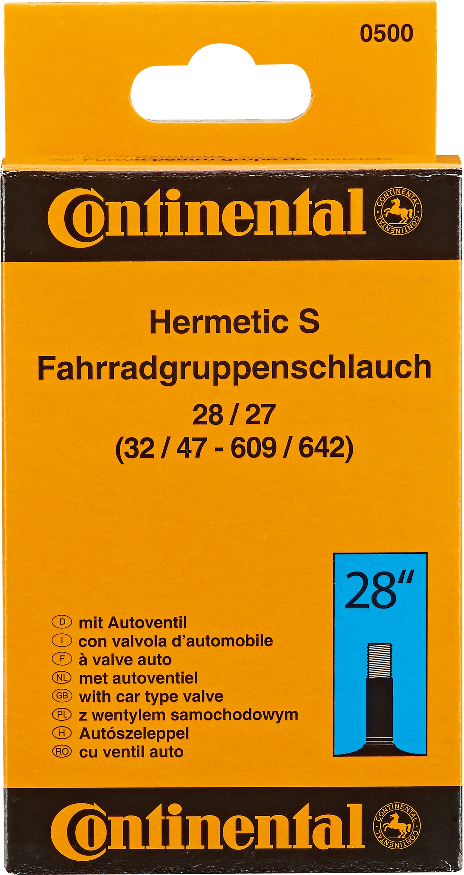 Fahrradschlauch PROPHETE "CONTINENTAL-Fahrradgruppenschlauch", schwarz, Fahrradschläuche, 48mm, Autoventil (AV), 28 Zoll (71,12cm) Image