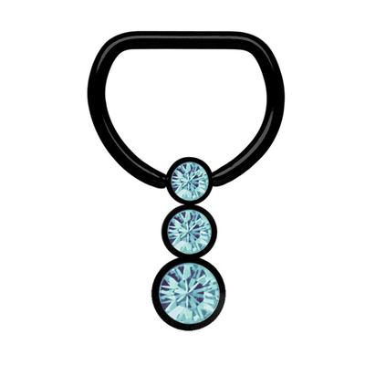Brustwarzenpiercing ADELIA´S "Piercing Brustpiercing", Damen, blau (hellblau), Stahl, modisch, Piercings, Stahl - Klemm-Brustring PVD schwarz mit Steinkugeln