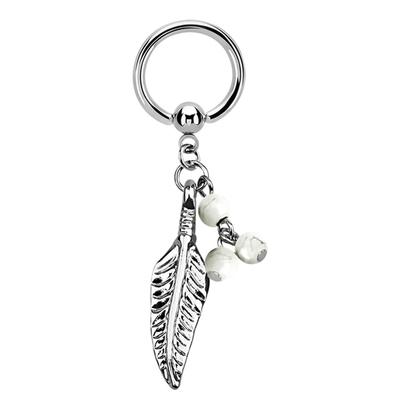 Intimpiercing ADELIA´S "Piercing Intimpiercing ", Damen, weiß, Chirurgiestahl, modisch, Piercings, Intimpiercing Ring BCR 316l Stahl mit Feder Anhänger