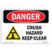 SignMission Crush Hazard Keep Clear Sign Aluminum in Black/Gray/Red | 18 H x 24 W x 0.1 D in | Wayfair OS-DS-A-1824-L-2449