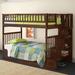 Harriet Bee Ilariana Heavy Duty Wood Staircase Bunk Bed w/ Under Bed Trundle Bed in Brown | 66 H x 56.63 W x 93.12 D in | Wayfair