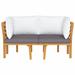 Winston Porter 2-Seater Patio Sofa w/ Cushions Solid Acacia Wood Wood/Natural Hardwoods in Brown/Gray/White | 25.6 H x 51.2 W x 25.6 D in | Wayfair