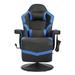 Inbox Zero Adjustable Reclining Faux Leather Swiveling PC & Racing Game Chair w/ Footrest Faux Leather in Blue | 50.2 H x 31.1 W x 24.5 D in | Wayfair