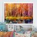 Millwood Pines Abstract Autumn Forest By The Late IV - Floater Frame Print on Canvas Metal in Blue/Indigo/Orange | 30 H x 40 W x 1.5 D in | Wayfair