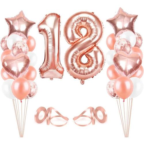 Luftballon 18. Geburtstag Rosegold, Geburtstagsdeko Mädchen 18 Jahr, Happy Birthday Folienballon
