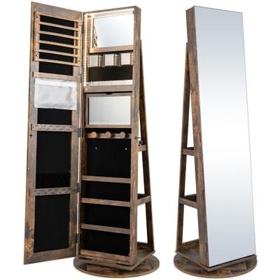 Costway 360° Rotating Mirrored Jewelry Cabinet Ar...