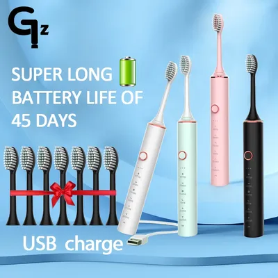 Brosse à dents électrique sonique pour adulte brosse à minuterie chargeur USB brosses à dents