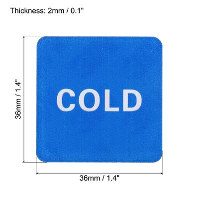 Self Stick Hot/Cold Water Label, Acrylic Square Sticker Signs for Sink