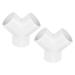 1.57" PVC Pipe Fittings 2pcs 3 Way Y Shape Water Joint Connectors Adapters - White