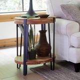 Ryegate Natural Solid Wood with Metal Round End Table