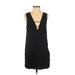 Forever 21 Casual Dress - Shift Plunge Sleeveless: Black Print Dresses - Women's Size Small