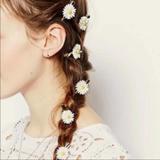 Free People Accessories | 6 Pc. Boho Daisy Floral Mini Hair Clips Set Embellished | Color: Gold/Silver | Size: Os