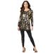 Plus Size Women's Foil Tunic & Legging Set by Roaman's in Black Gold (Size 34/36)