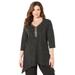 Plus Size Women's Metallic Dot Shark Bite Top by Catherines in Black (Size 0X)