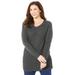 Plus Size Women's Daydream Waffle Knit Pullover by Catherines in Medium Heather Grey (Size 2X)