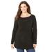 Plus Size Women's Cashmiracle™ Cable Sweater by Catherines in Black (Size 5X)