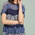 Anthropologie Tops | Anthropologie Blue & White Lace Peplum Top | Color: Blue/White | Size: Xs