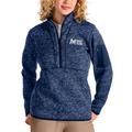 Women's Antigua Heathered Navy Mid Michigan College Fortune Quarter-Zip Pullover Jacket