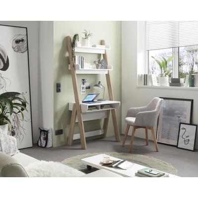 Schreibtisch MCA FURNITURE "Viterbo", weiß (weiß, eiche dekor, weiß), B:85cm H:182cm T:48cm, Tische, Standregal mit Schreibtisch weiß matt, Eiche hell Dekor, Breite 85 cm Image