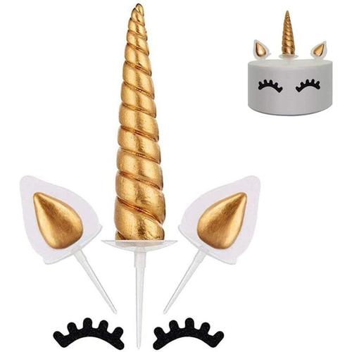 Einhorn Kuchen Topper Set Gold Einhorn Horn Ohren und Wimpern Kuchen Dekorationen für Einhorn Party