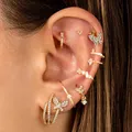 Boucles d'oreilles créoles papillon pour femmes acier inoxydable cristal contre-indiqué petit