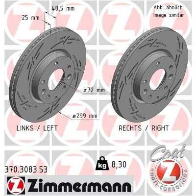 ZIMMERMANN Bremsscheibe vorne rechts links innenbelüftet 299mm für MAZDA G33Y-33-25XA G33Y-33-25X 370.3083.53