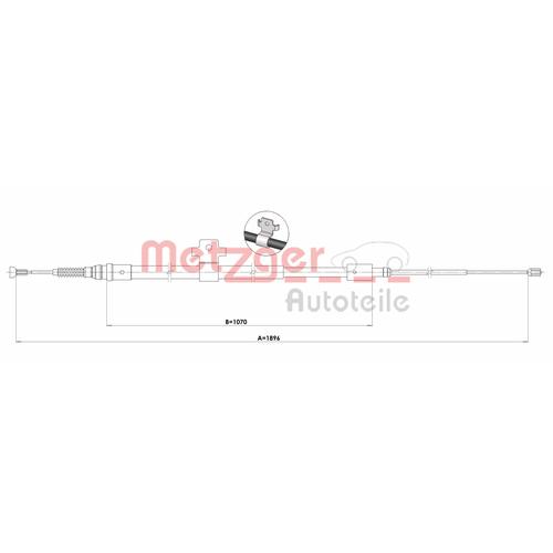 METZGER Seilzug, Feststellbremse COFLE hinten links Scheibenbremse für PEUGEOT 9678421380 1.PE001