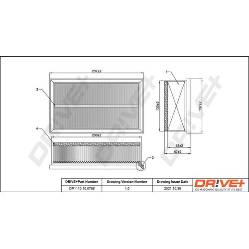 Drive+ Luftfilter für RENAULT 165460588R 8200437229 DP1110.10.0768