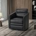 Jorge 28.74" Wide Genuine Leather Swivel Chair with Arms