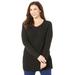 Plus Size Women's Daydream Waffle Knit Pullover by Catherines in Black (Size 5X)