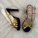 Gucci Shoes | Gucci Nappa Crystal Zephyra Slingback | Color: Black/Gold | Size: 7.5