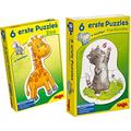 Haba 4276-6 Erste Puzzles Zoo, mit 6 niedlichen Zootiermotiven für Kinder ab 2 Jahren, mit Holzfigur zum freien Spielen & 303309 - Puzzles 6 erste, Tierkinder, Spiel