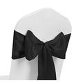 Satin Chair Sash WIDER FULLER BOWS Chair Sashes Bow Back Tie Ribbon Wedding Banquet Decoration (Black, 100)