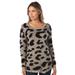 Masseys Faux Mohair Sweater (Size 2X) Black-Grey/Leopard, Nylon,Acrylic