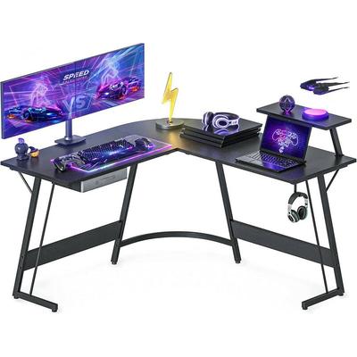 Bureau d'angle Gamer Gaming Informatique - 130*130 cm Table en Forme l avec Support d'écran,