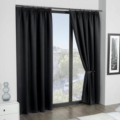 Cali Thermal Woven Blackout Pencil Pleat Curtains, Black, 66 x 54 Inch - Emma Barclay