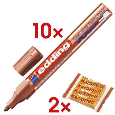 Edding 10x Lackmarker »750« inkl. 2x Kaubonbons »Karamell Riesen« kupferfarben Image