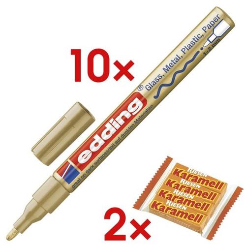 10x Lackmarker »751« inkl. 2x Kaubonbons »Karamell Riesen« gold, Edding
