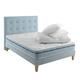 Ensemble matelas, sommier, pieds, tête de lit, couette oreiller 160x20