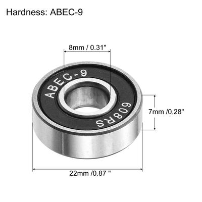 Skateboard Bearings 608RS Deep Groove Ball Bearings for Roller, 20pcs