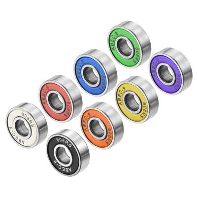 Skateboard Bearings 608RS Deep Groove Ball Bearings, Multicolor 16pcs