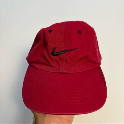 Nike Accessories | 042 - Vintage 00s Nike Air Swoosh Embroidered Logo Golfing Dad Hat Cap | Color: Black/Red | Size: Os