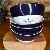 Kate Spade Dining | Kate Spade ‘Rutherford Circle’ Navy Blue Bowls Set Of 4 Nwt | Color: Blue | Size: Os