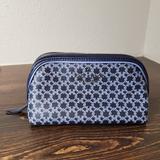 Kate Spade Bags | Kate Spade New York Small -Spade Link Dome Make-Up Clutch Bag Navy Blue | Color: Blue/White | Size: Os