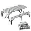 VOUNOT Tischdecke Outdoor 3er Set, Elastisch Rechteckig Gartentischdecke, geeignet für Garten, und Balkon und Camping, Abwaschbar abwischbar Wetterfest