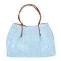Girly Handbags Womens Genuine Leather Straw Raffia Woven Expandable Shoulder Bag Medium Serenity