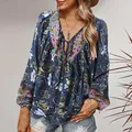 ZANZEA-Chemisier à fleurs style bohème pour femme chemise décontractée à manches longues